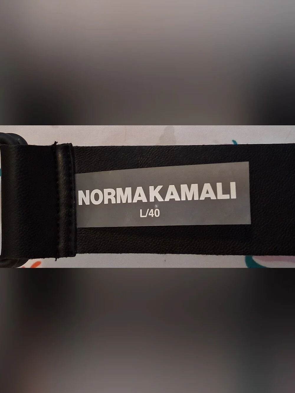 NWOT Norma Kamali Black Vegan D-Ring Casual Everyday Quiet Luxury Belt SZ L 40in
